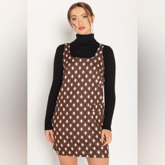 New With Tags Eclipse Size Large Sleeveless Retro Print Jumper With Flap Pockets - Picture 1 of 10